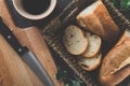 Moden table and Cutting board and bread Royalty Free Stock Photo